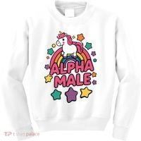 Alpha Male Unicorn Funny Embarrassing Joke Ironic Kids Sweatshirt thumb 0