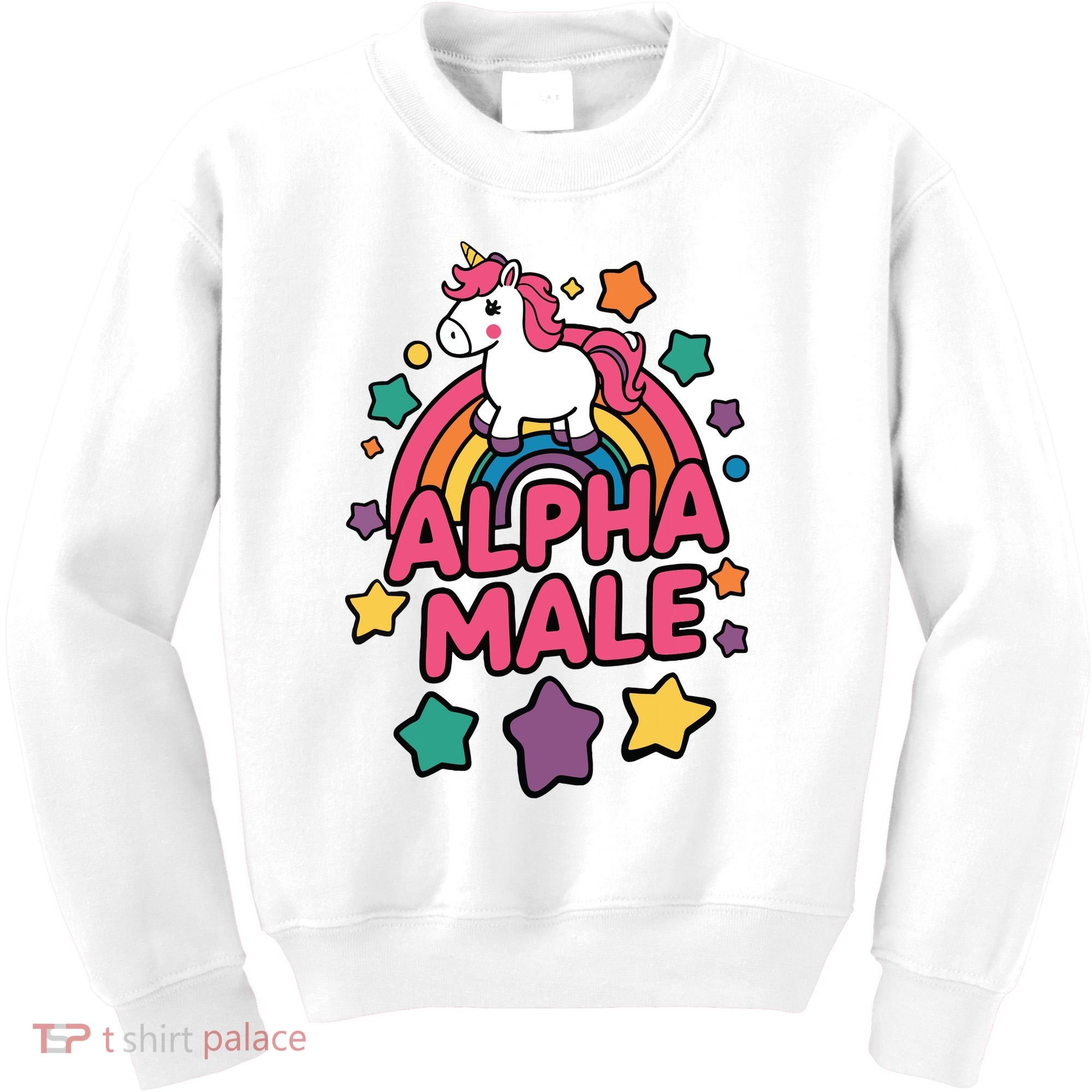 Alpha Male Unicorn Funny Embarrassing Joke Ironic Kids Sweatshirt