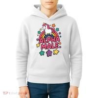 Alpha Male Unicorn Funny Embarrassing Joke Ironic Kids Hoodie thumb 4
