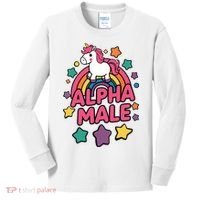 Alpha Male Unicorn Funny Embarrassing Joke Ironic Kids Long Sleeve Shirt thumb 0