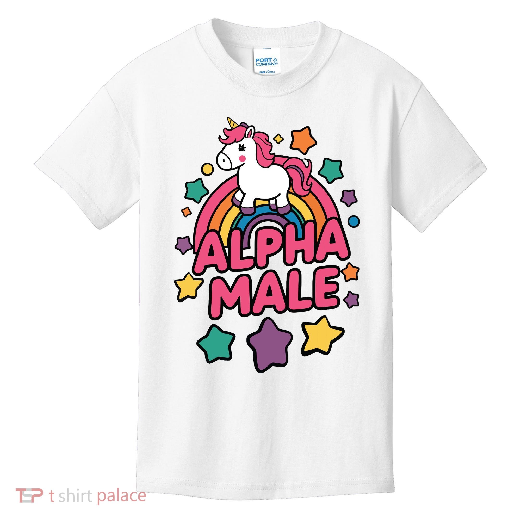 Alpha Male Unicorn Funny Embarrassing Joke Ironic Kids T-Shirt
