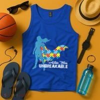 Autism Mom Unbreakable Autism Awareness Puzzle Gift Tank Top thumb 4