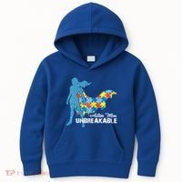Autism Mom Unbreakable Autism Awareness Puzzle Gift Kids Hoodie thumb 0