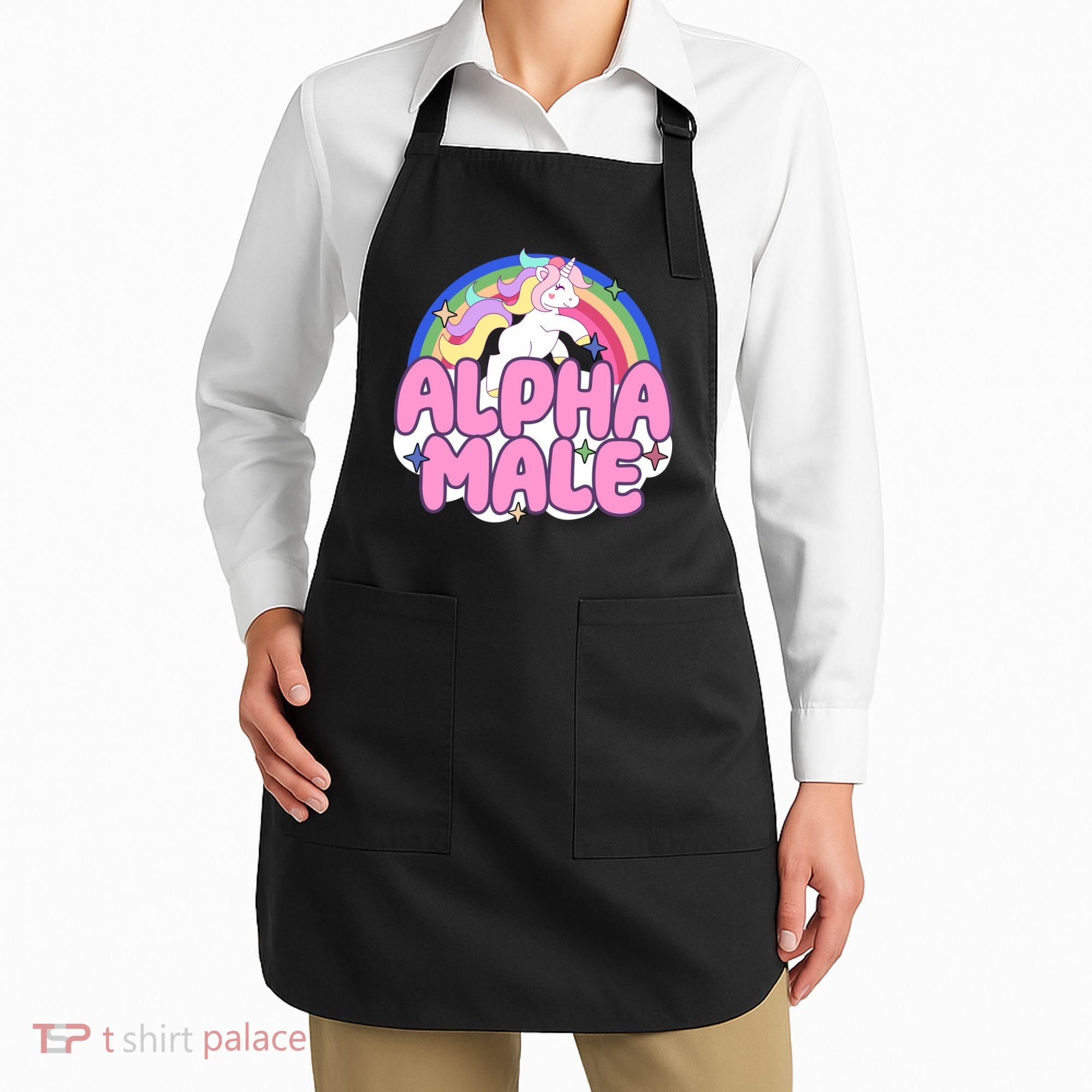 Alpha Male Unicorn Rainbow Apron