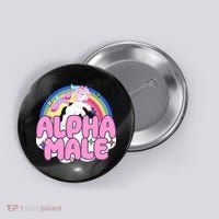 Alpha Male Unicorn Rainbow Button thumb 0