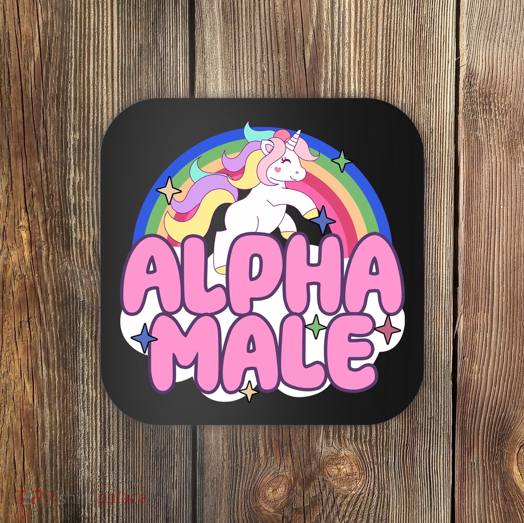 Alpha Male Unicorn Rainbow Coaster