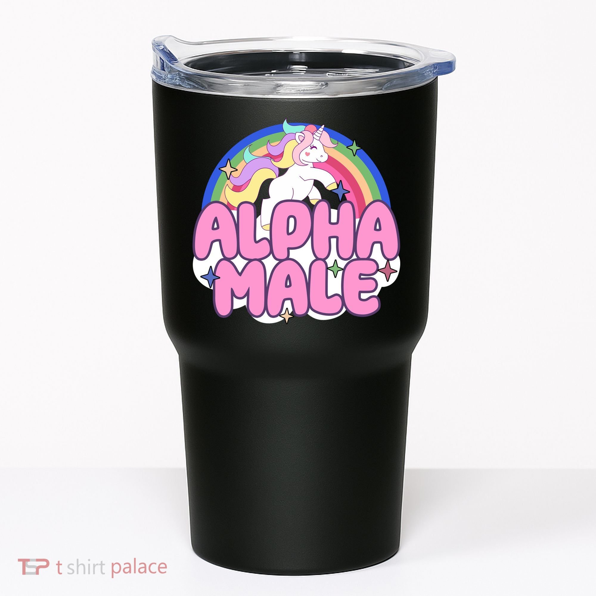 Alpha Male Unicorn Rainbow Tumbler