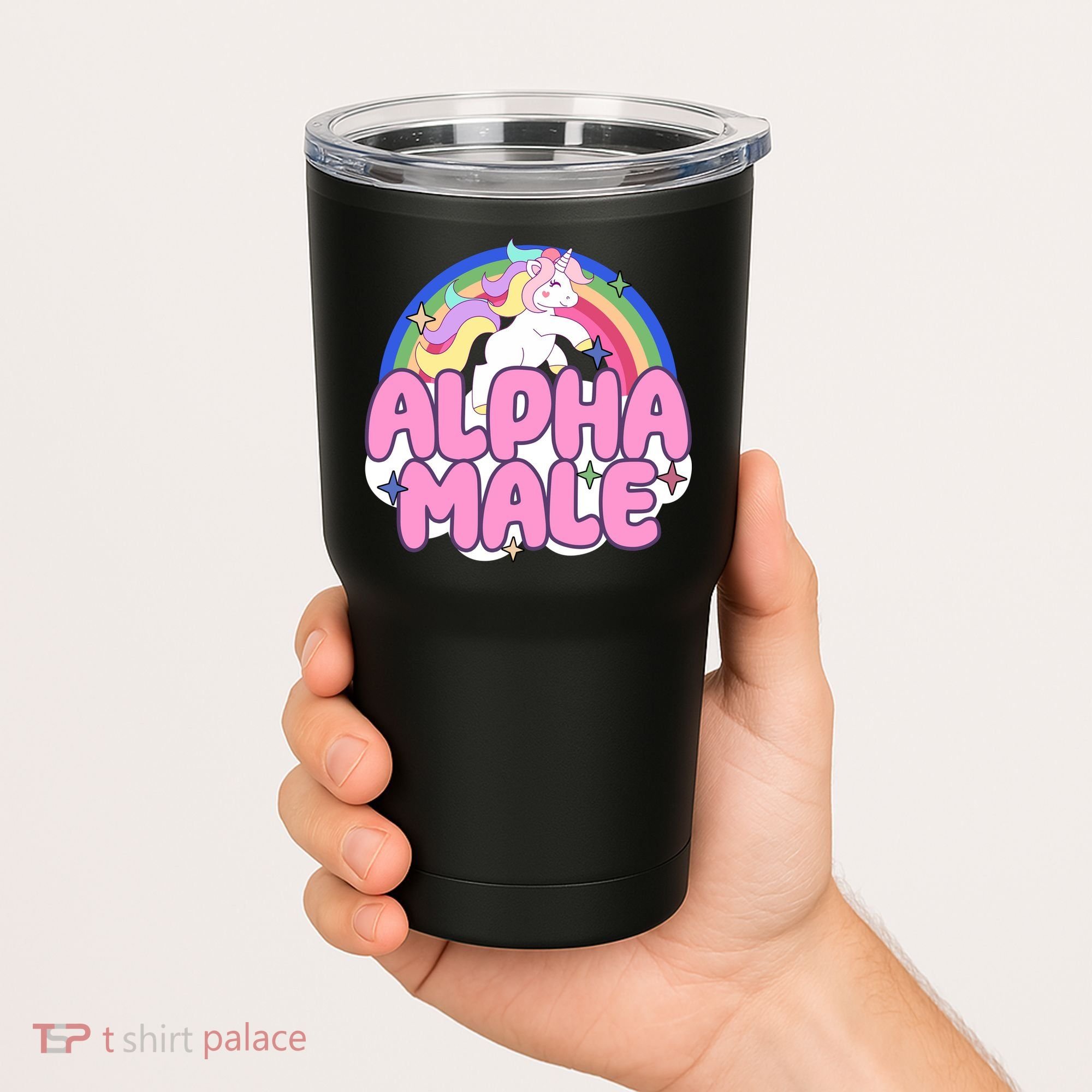 Alpha Male Unicorn Rainbow Tumbler