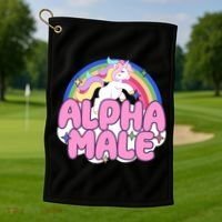 Alpha Male Unicorn Rainbow Golf Towel thumb 1