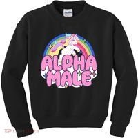 Alpha Male Unicorn Rainbow Kids Sweatshirt thumb 0