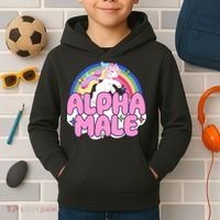 Alpha Male Unicorn Rainbow Kids Hoodie thumb 2