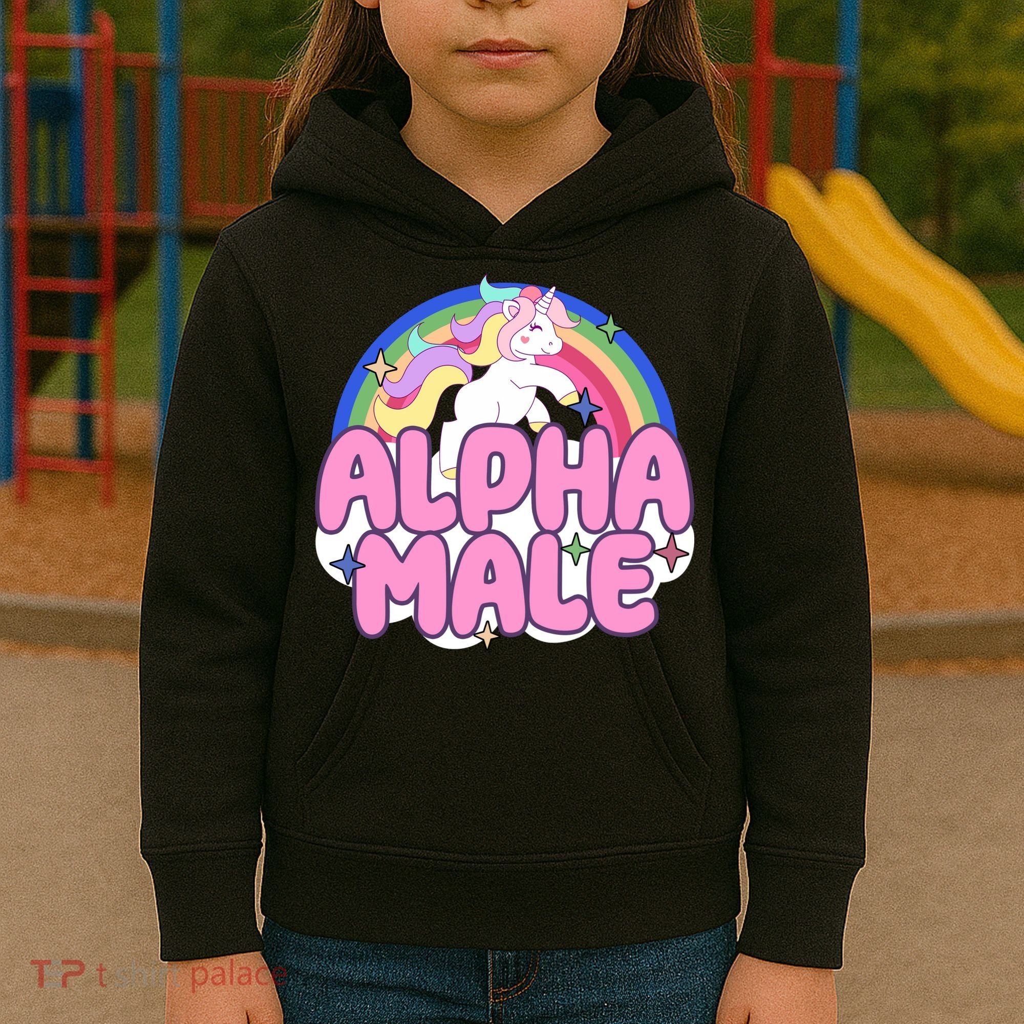 Alpha Male Unicorn Rainbow Kids Hoodie