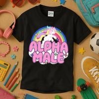 Alpha Male Unicorn Rainbow Kids T-Shirt thumb 3