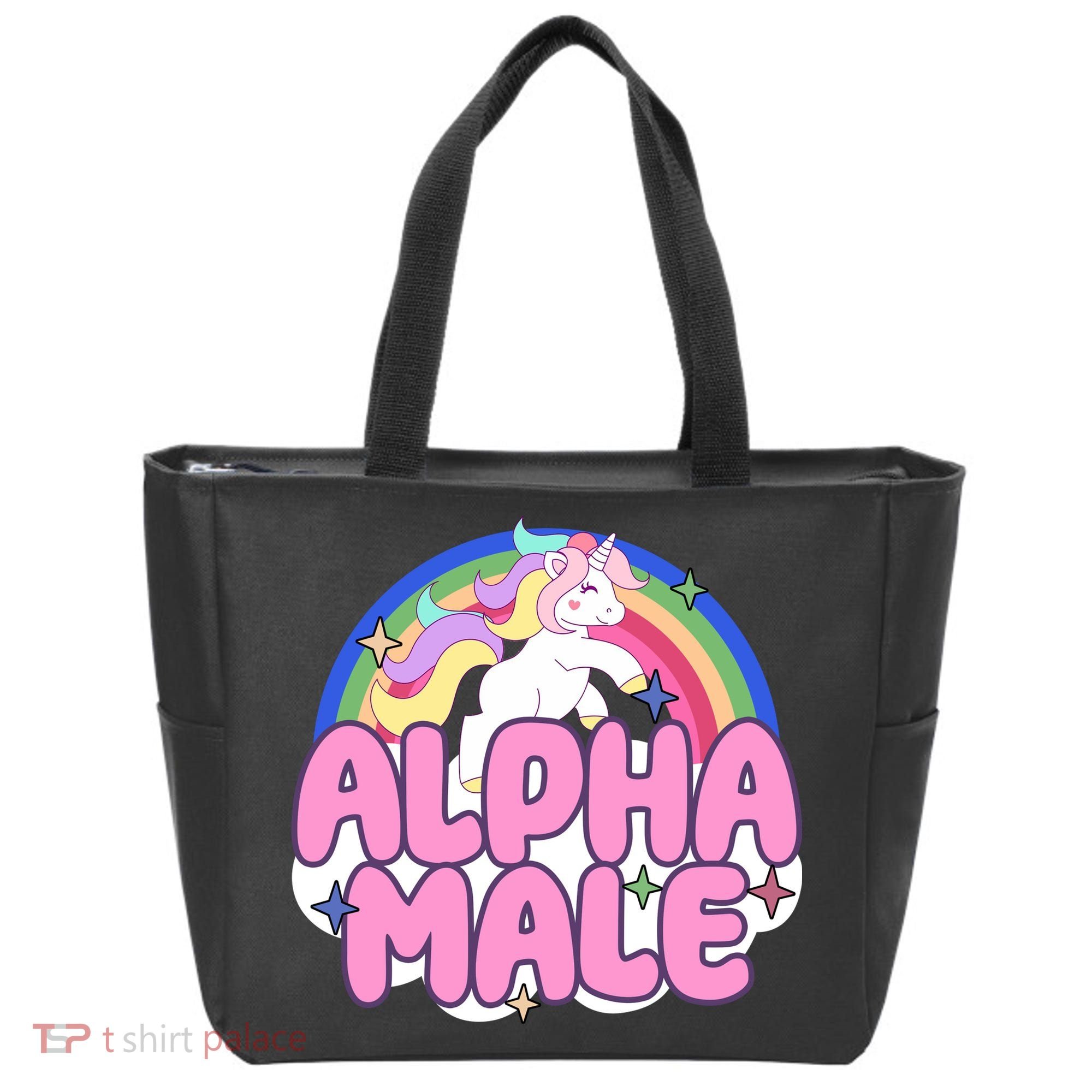 Alpha Male Unicorn Rainbow Tote Bag