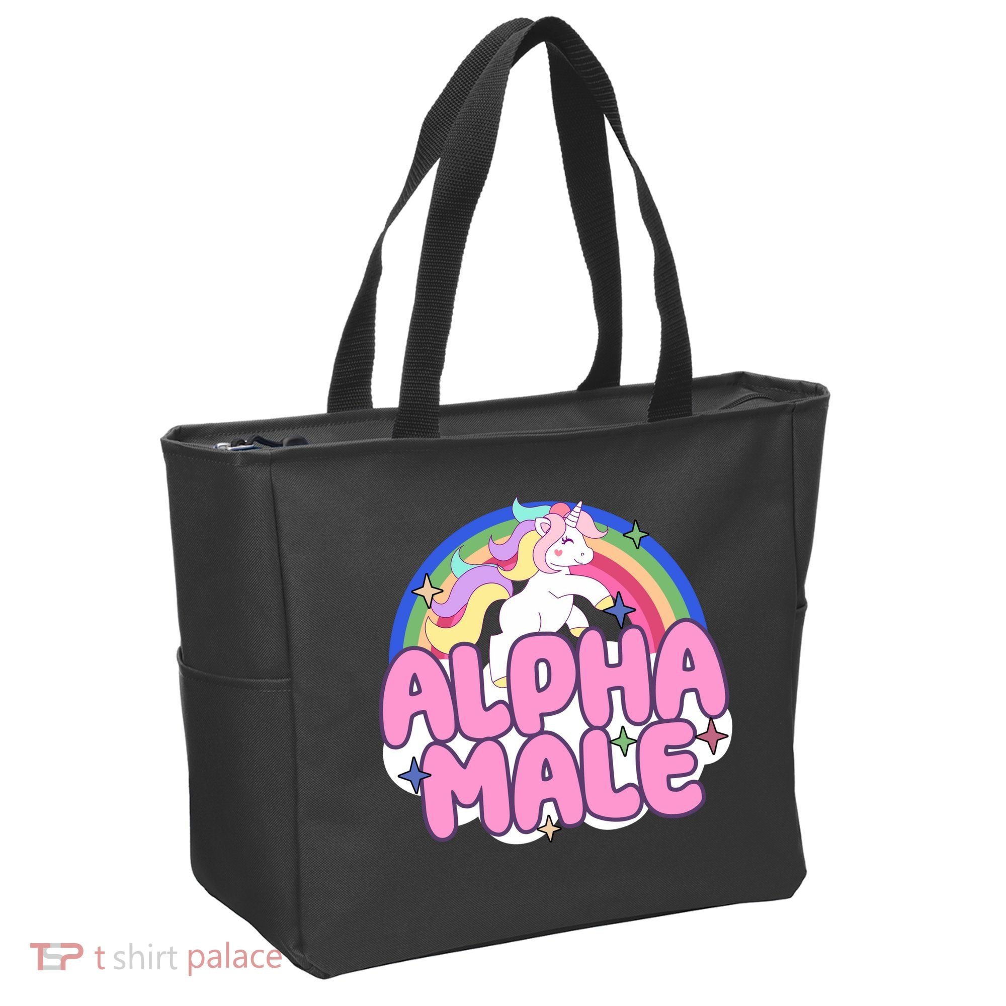 Alpha Male Unicorn Rainbow Tote Bag