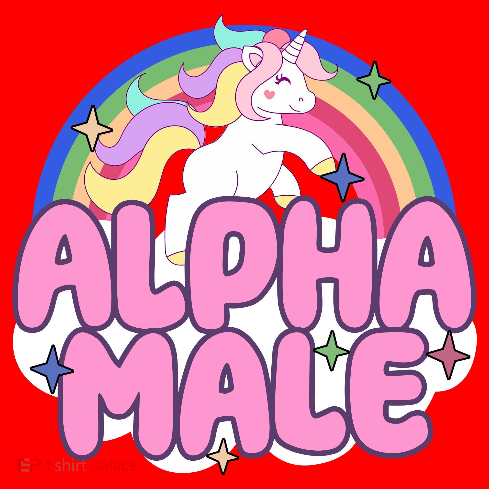 Alpha Male Unicorn Rainbow Santa Hat