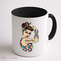 Autism Mom Unbreakable Rosie The Riveter Strong Woman Power Gift Coffee Mug thumb 1
