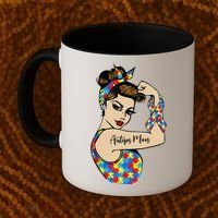 Autism Mom Unbreakable Rosie The Riveter Strong Woman Power Gift Coffee Mug thumb 2