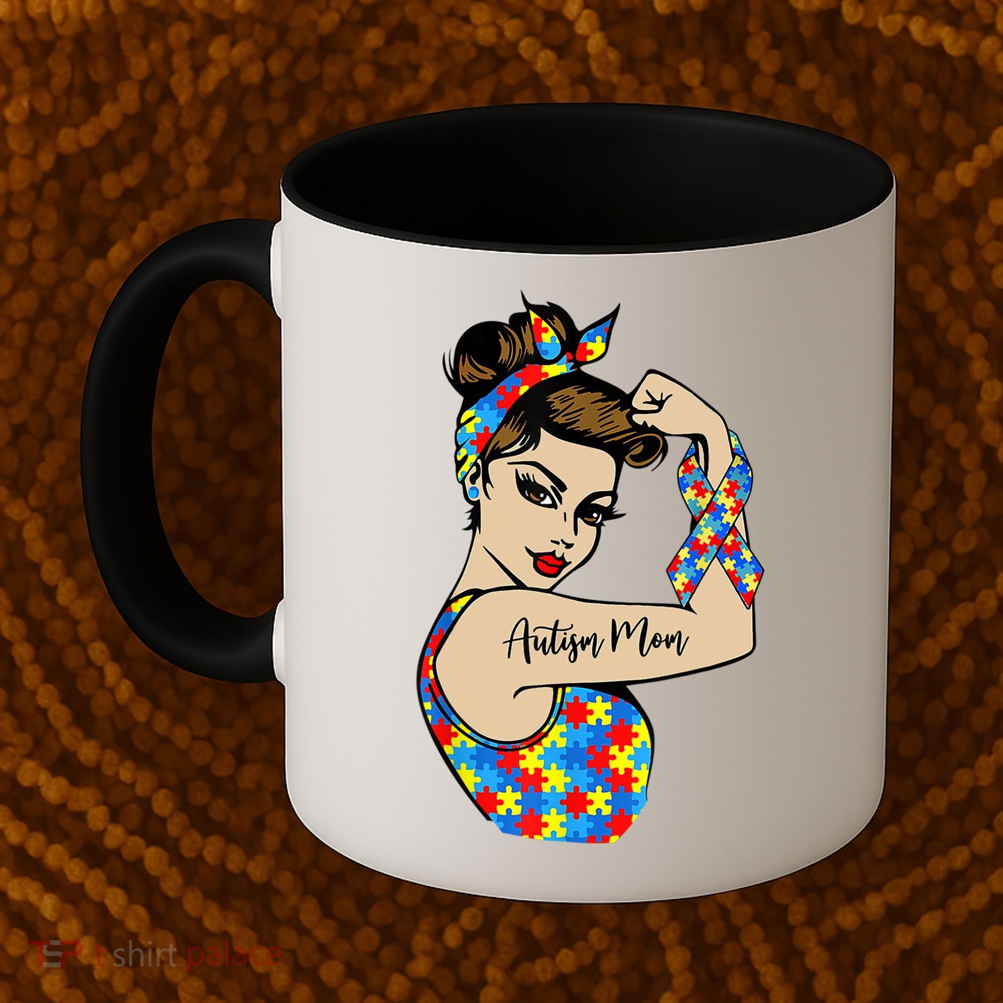 Autism Mom Unbreakable Rosie The Riveter Strong Woman Power Gift Coffee Mug