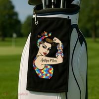 Autism Mom Unbreakable Rosie The Riveter Strong Woman Power Gift Golf Towel thumb 2