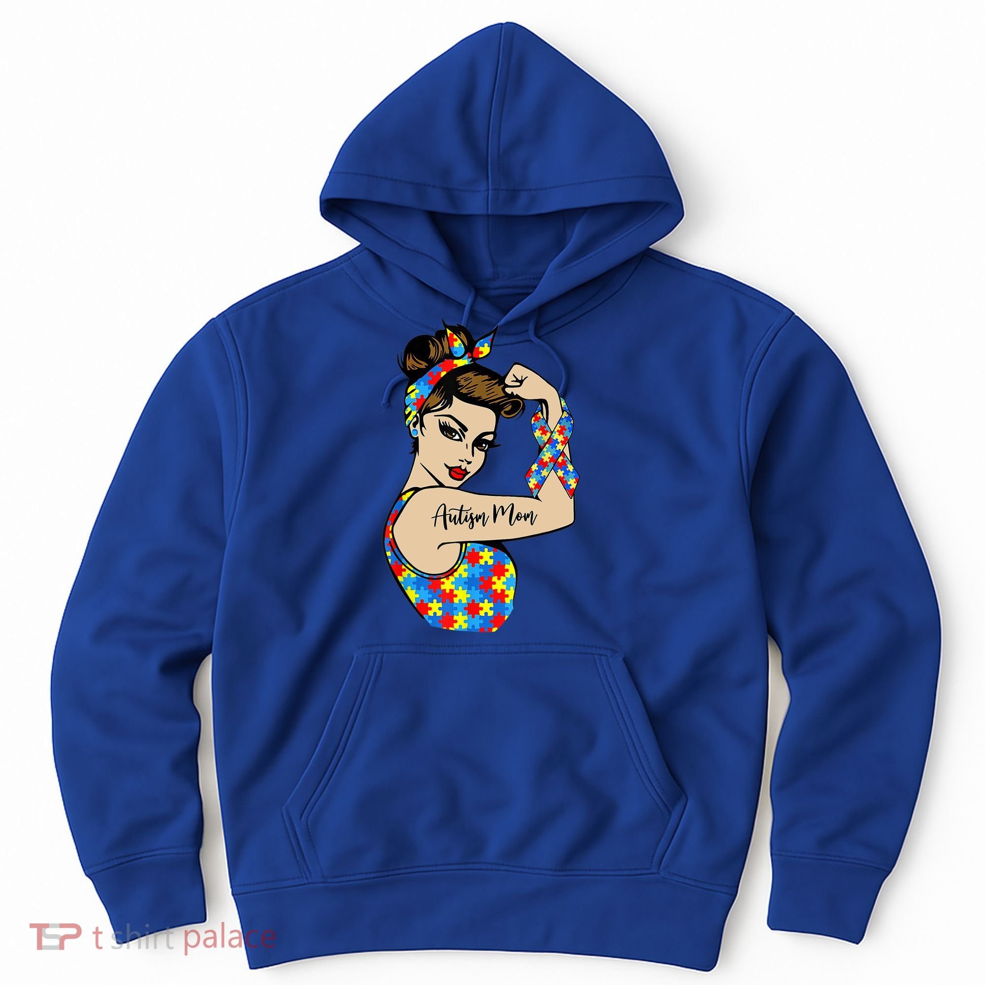 Autism Mom Unbreakable Rosie The Riveter Strong Woman Power Gift Hoodie