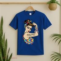Autism Mom Unbreakable Rosie The Riveter Strong Woman Power Gift T-Shirt thumb 2