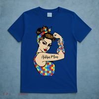 Autism Mom Unbreakable Rosie The Riveter Strong Woman Power Gift T-Shirt thumb 5