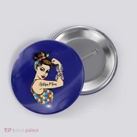Autism Mom Unbreakable Rosie The Riveter Strong Woman Power Gift Button thumb 0
