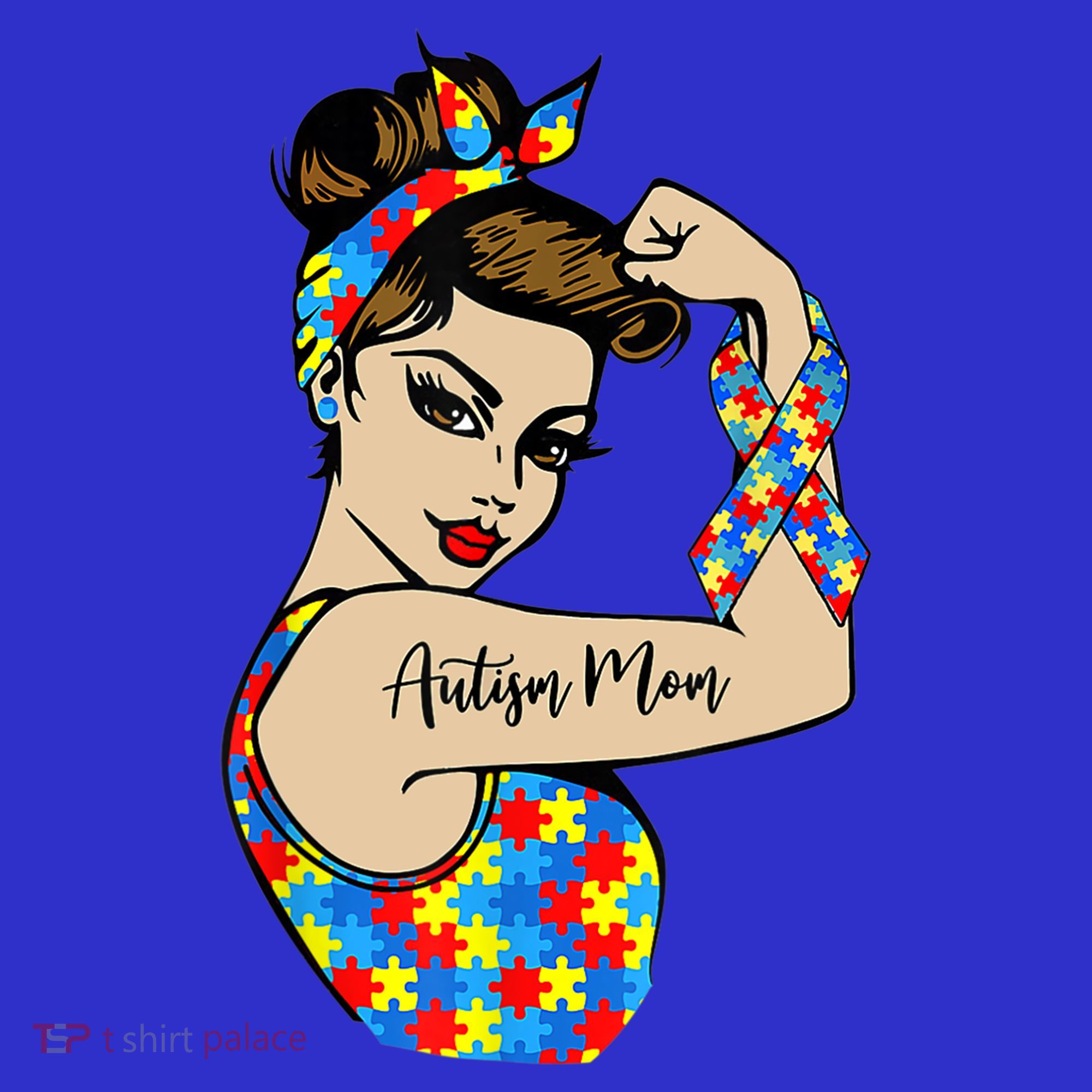 Autism Mom Unbreakable Rosie The Riveter Strong Woman Power Gift Mousepad