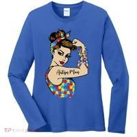 Autism Mom Unbreakable Rosie The Riveter Strong Woman Power Gift Women's Long Sleeve Shirt thumb 0