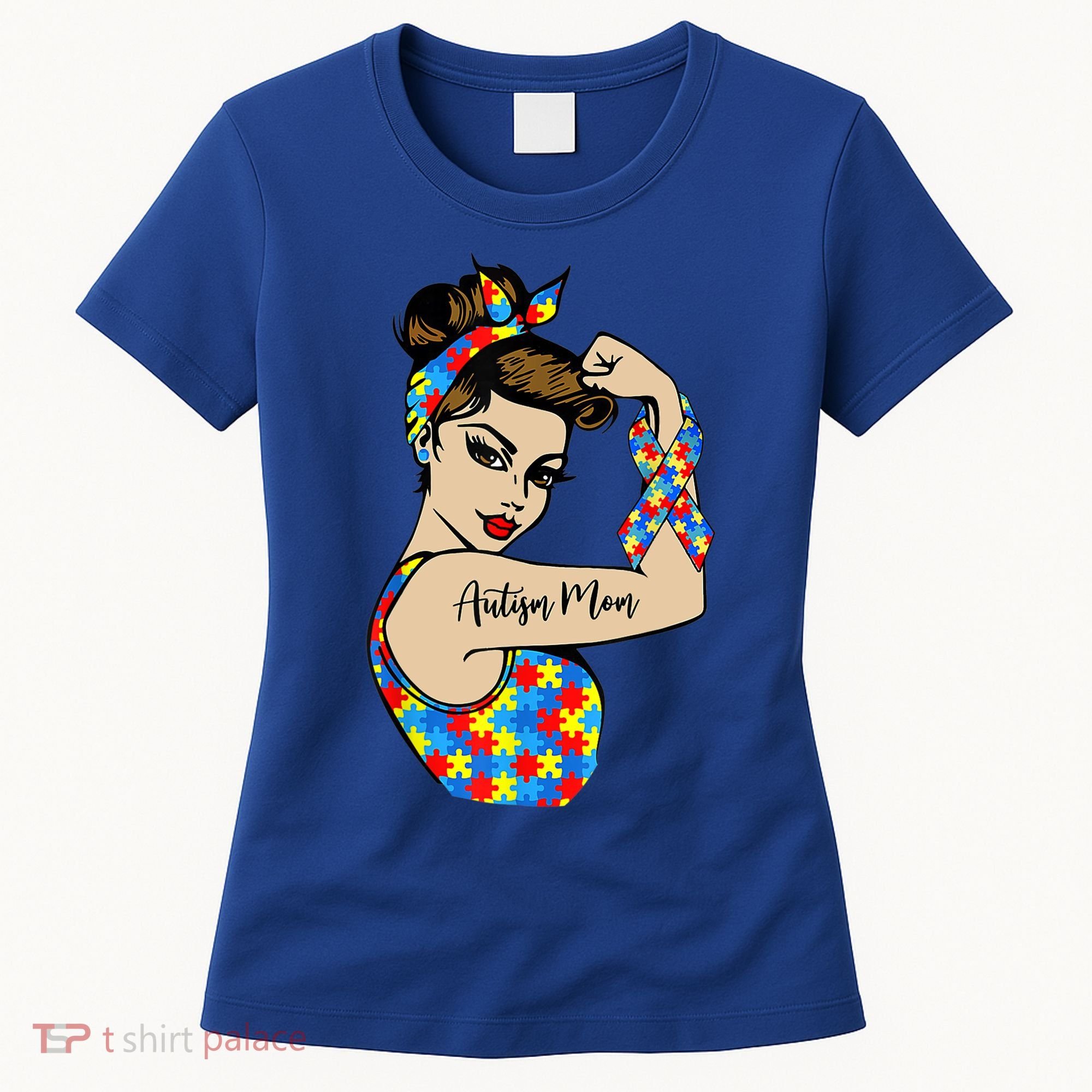 Autism Mom Unbreakable Rosie The Riveter Strong Woman Power Gift Women's T-Shirt