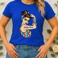 Autism Mom Unbreakable Rosie The Riveter Strong Woman Power Gift Women's T-Shirt thumb 2