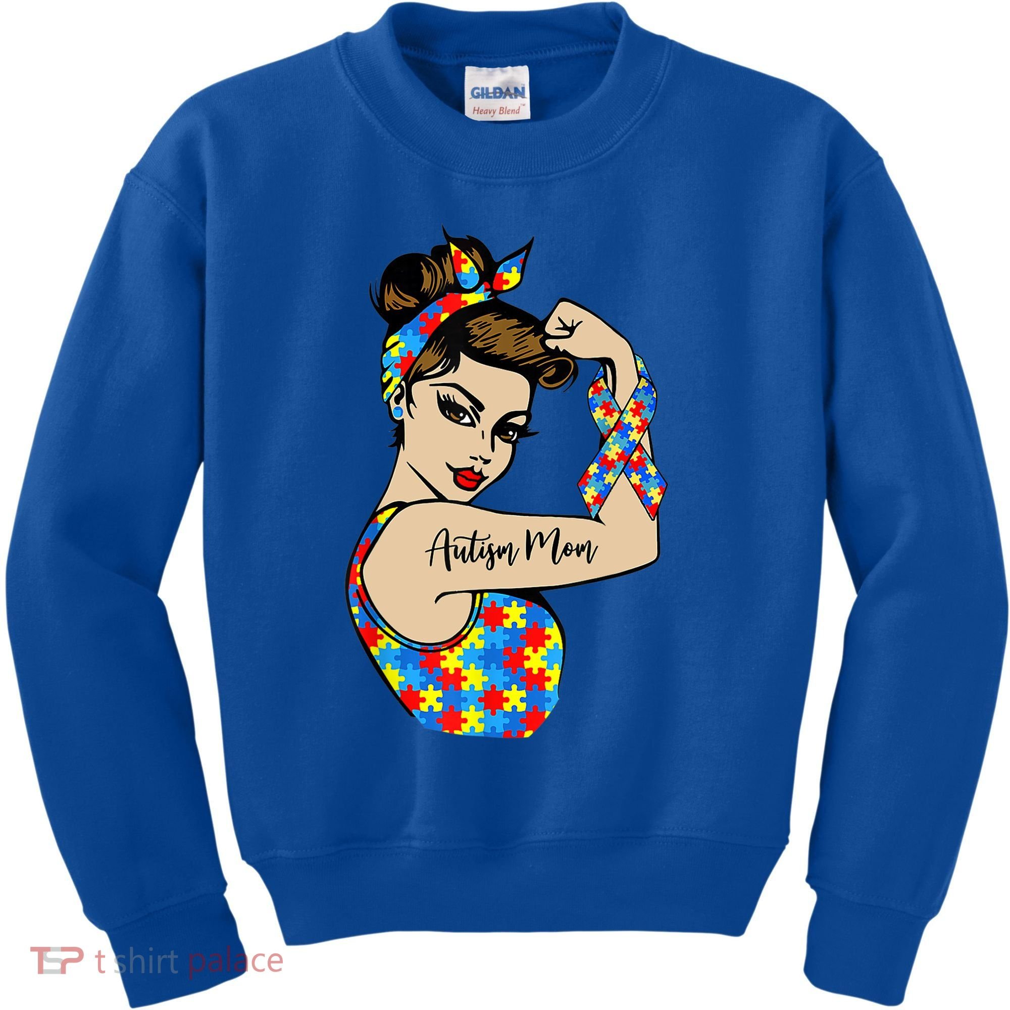 Autism Mom Unbreakable Rosie The Riveter Strong Woman Power Gift Kids Sweatshirt