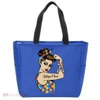 Autism Mom Unbreakable Rosie The Riveter Strong Woman Power Gift Tote Bag thumb 0