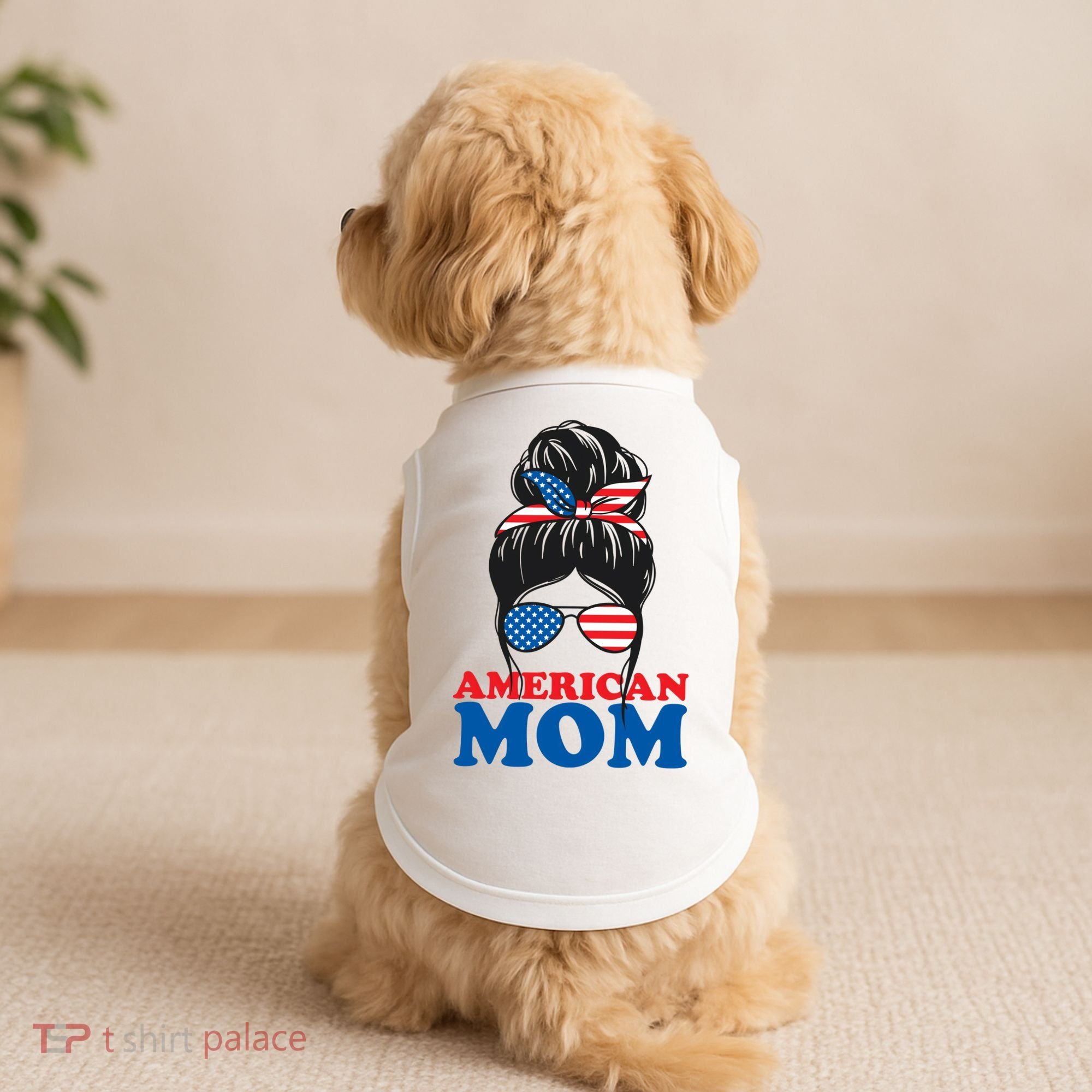 American Mom Usa Hair Bun Doggie Tank