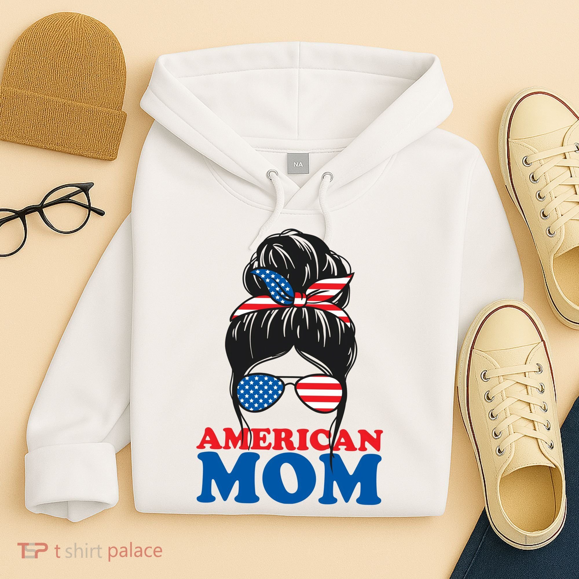 American Mom Usa Hair Bun Hoodie
