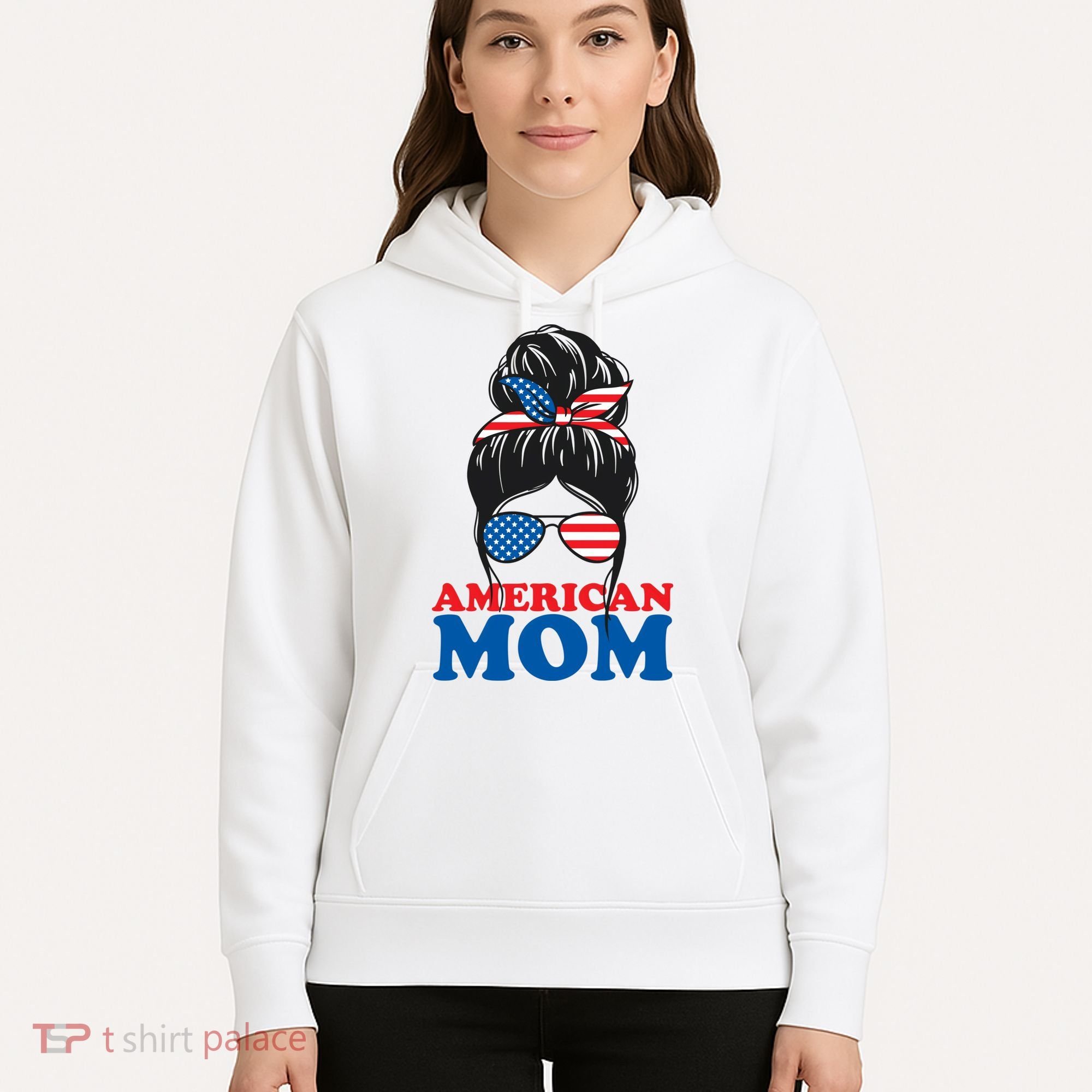 American Mom Usa Hair Bun Hoodie