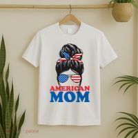 American Mom Usa Hair Bun T-Shirt thumb 2