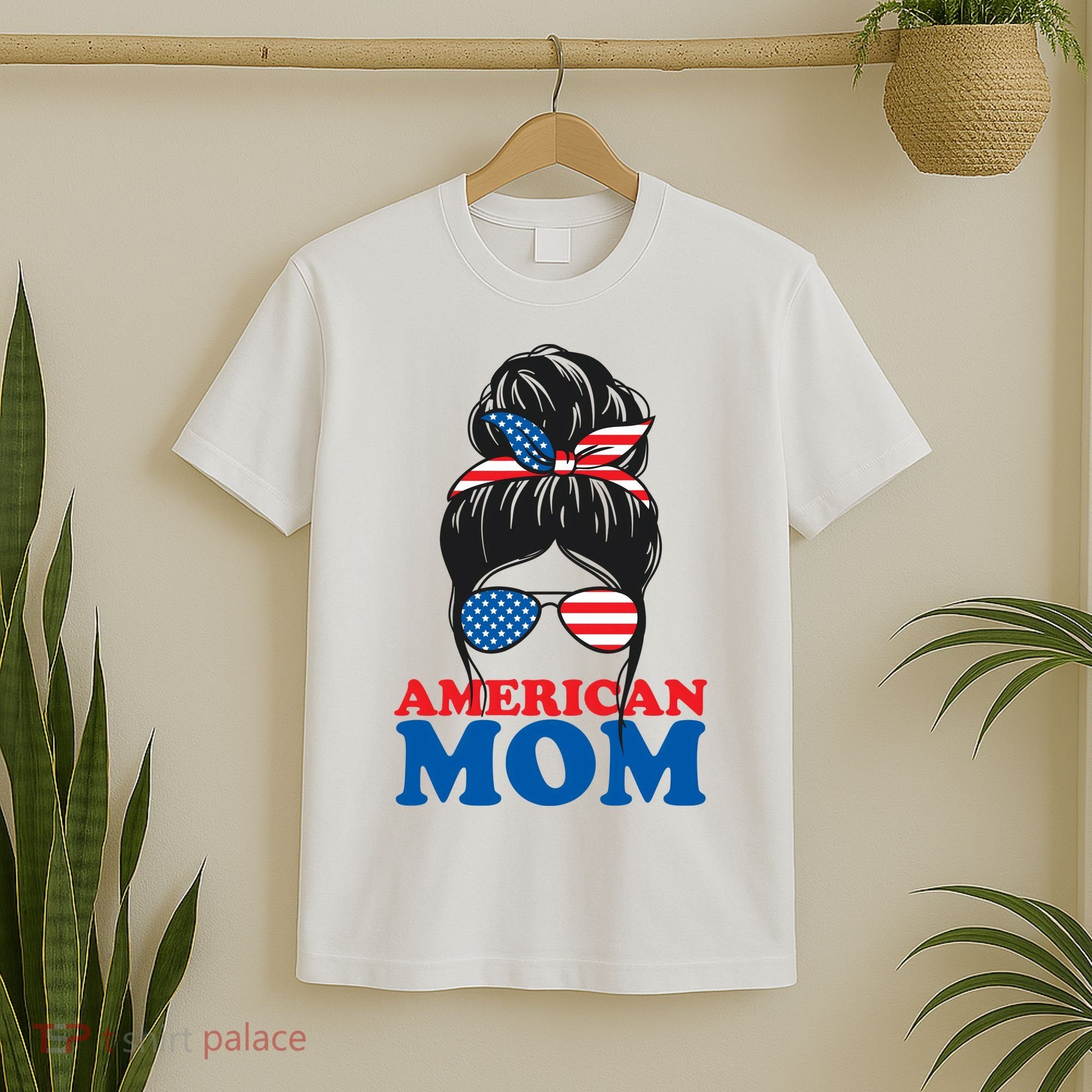 American Mom Usa Hair Bun T-Shirt