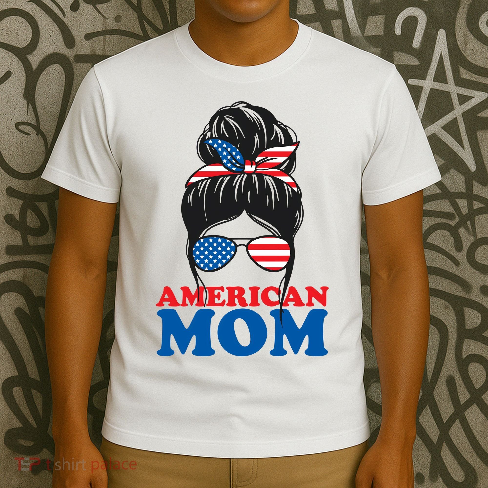 American Mom Usa Hair Bun T-Shirt