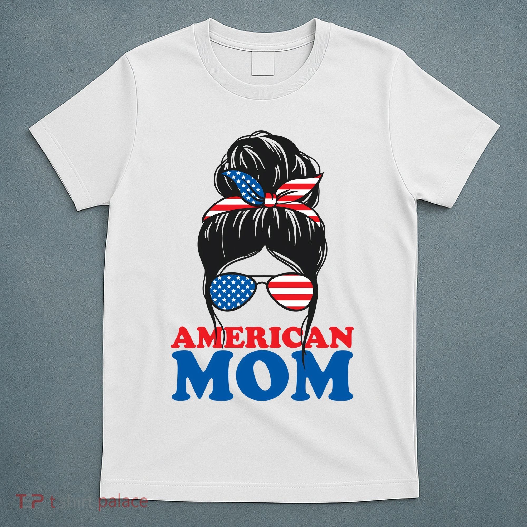 American Mom Usa Hair Bun T-Shirt