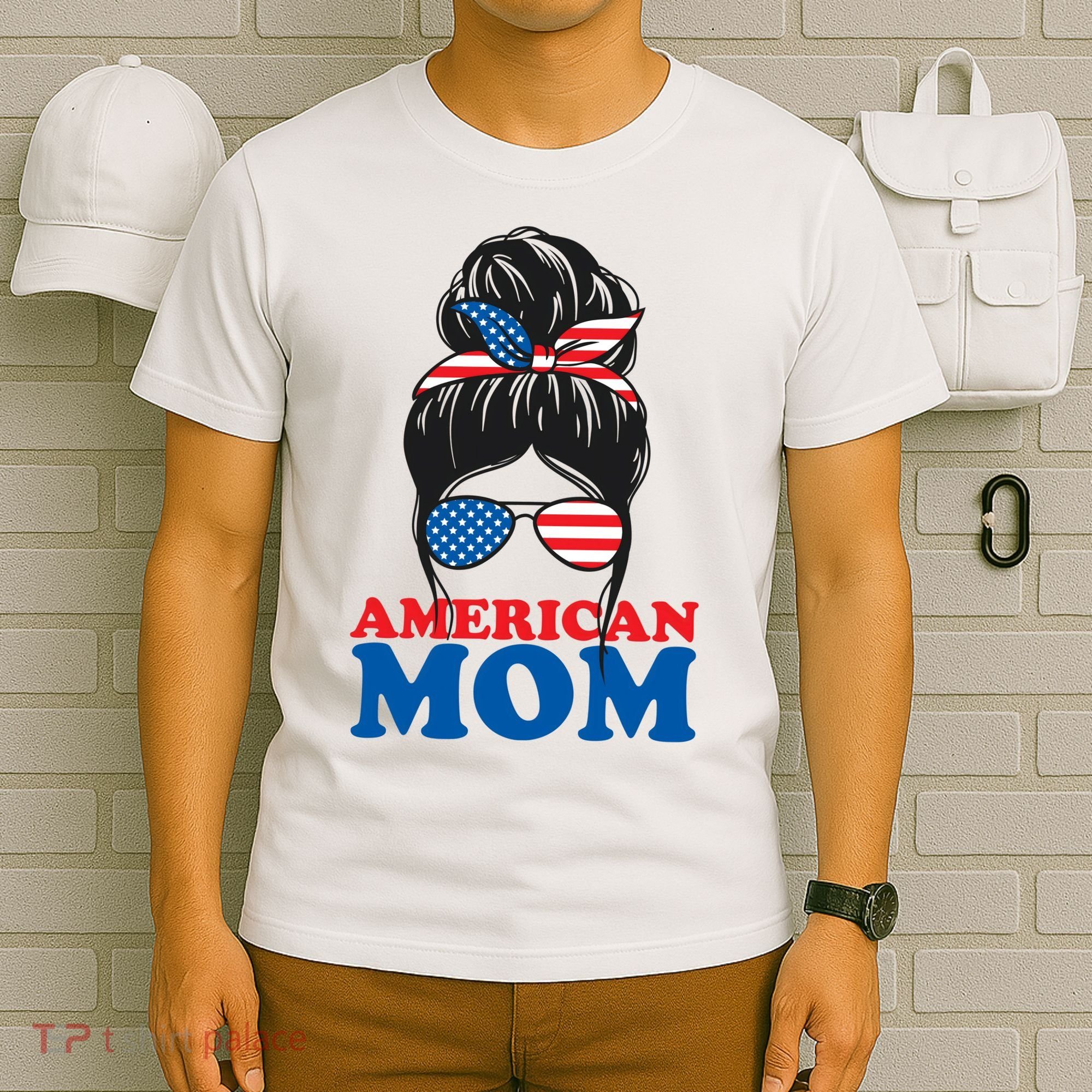 American Mom Usa Hair Bun T-Shirt