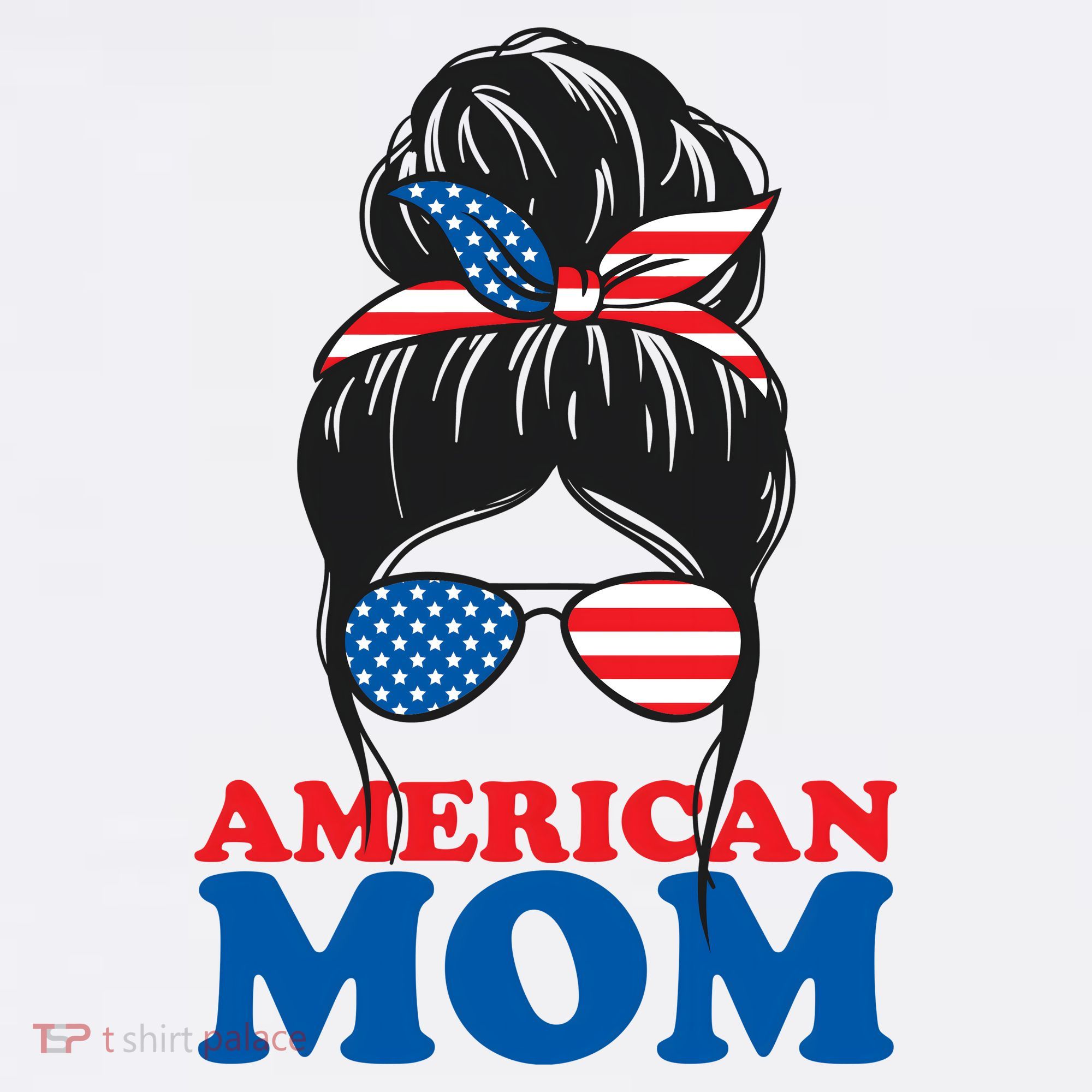 American Mom Usa Hair Bun T-Shirt