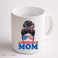 American Mom Usa Hair Bun Coffee Mug thumb 1