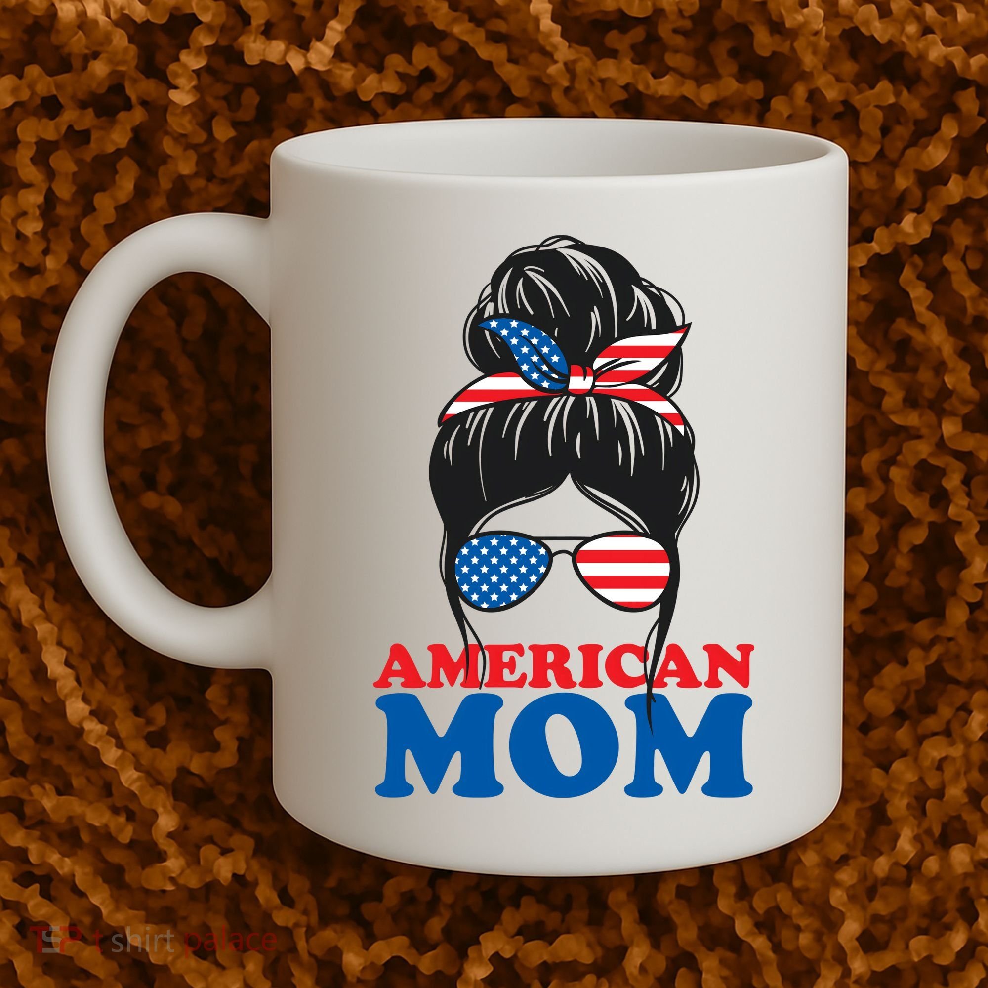 American Mom Usa Hair Bun Coffee Mug