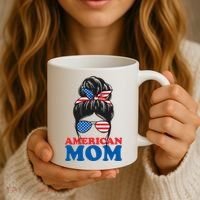 American Mom Usa Hair Bun Coffee Mug thumb 3