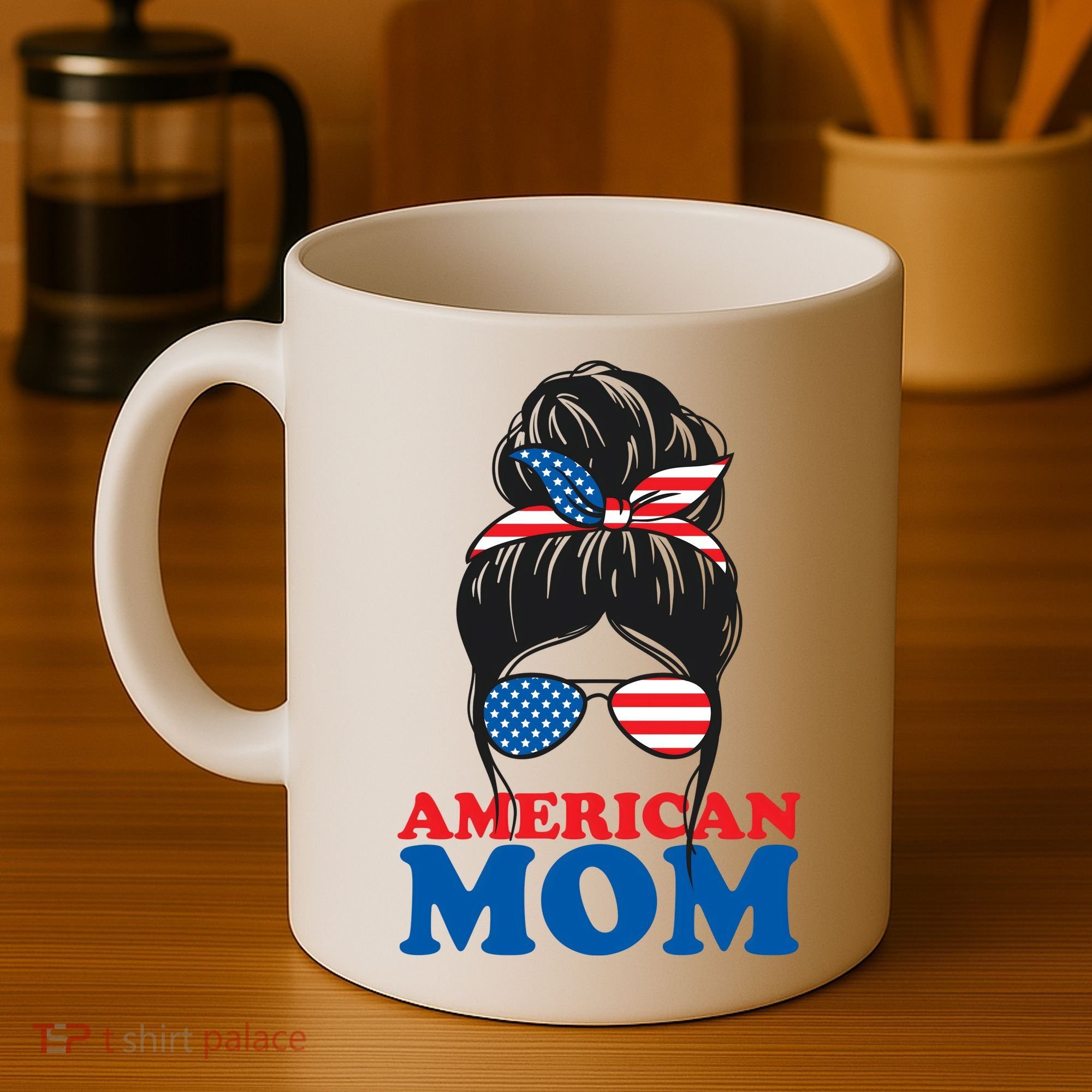 American Mom Usa Hair Bun Coffee Mug