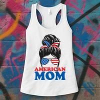 American Mom Usa Hair Bun Women's Tank Top thumb 3