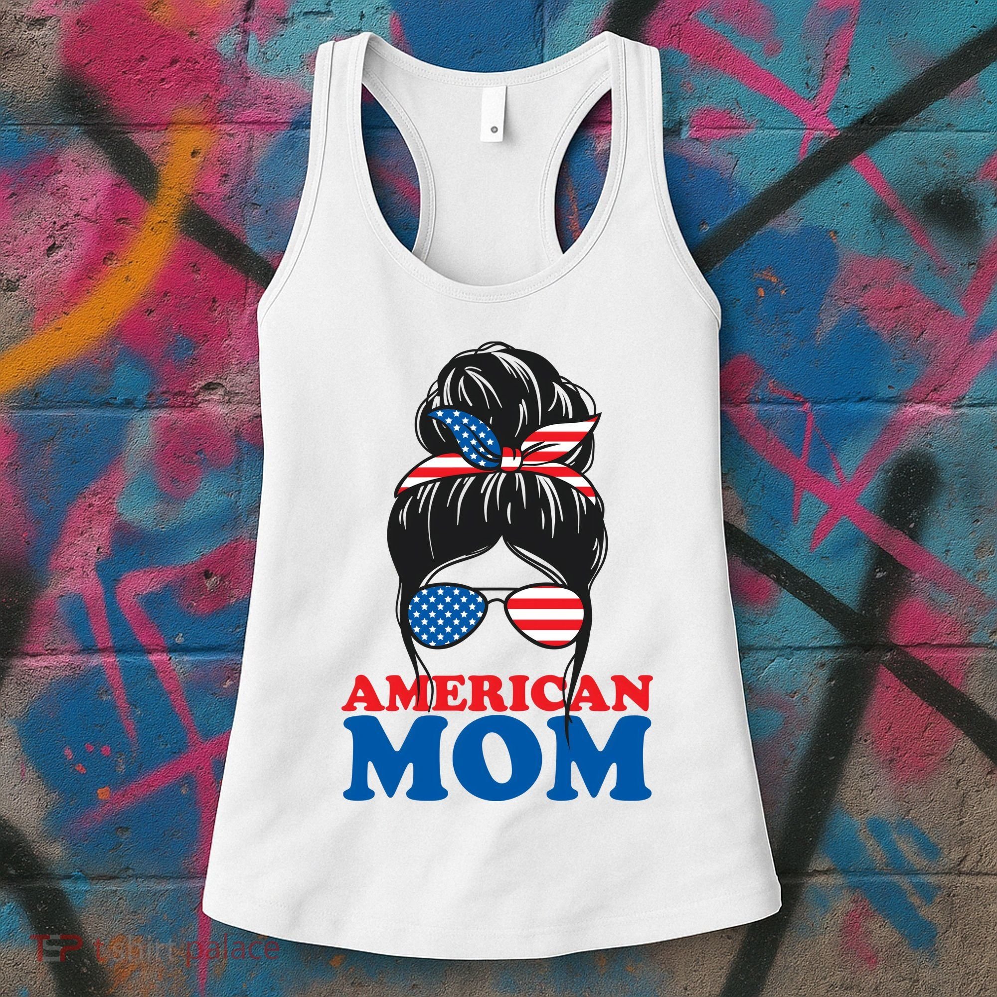 American Mom Usa Hair Bun Women's Tank Top