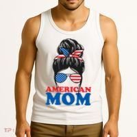 American Mom Usa Hair Bun Tank Top thumb 3